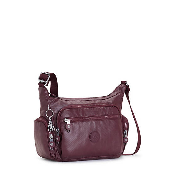 Kipling Gabbie Small Metallic Crossbody Bags Burgundy Lacquer | CA 1144BE